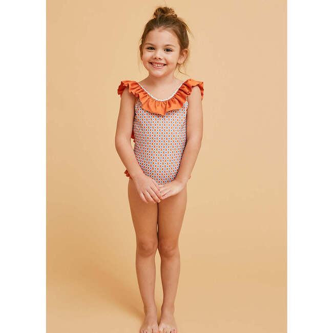 Girl Swimsuit, Orange Floral - One Pieces - 4