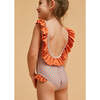 Girl Swimsuit, Orange Floral - One Pieces - 6