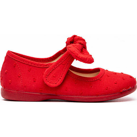 Swiss-Dot Bow Mary Janes, Red
