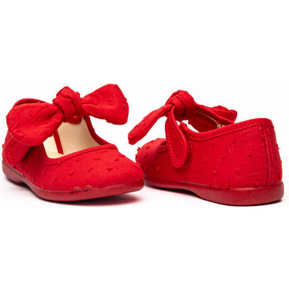 Swiss-Dot Bow Mary Janes, Red - Mary Janes - 2