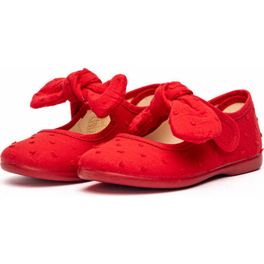 Swiss-Dot Bow Mary Janes, Red - Mary Janes - 3