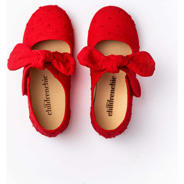 Swiss-Dot Bow Mary Janes, Red - Mary Janes - 4