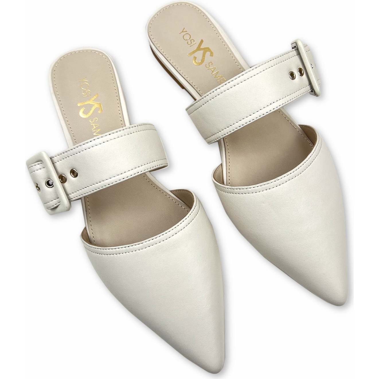 Women's Valerie Buckle Mule, Bone Leather - Yosi Samra Shoes
