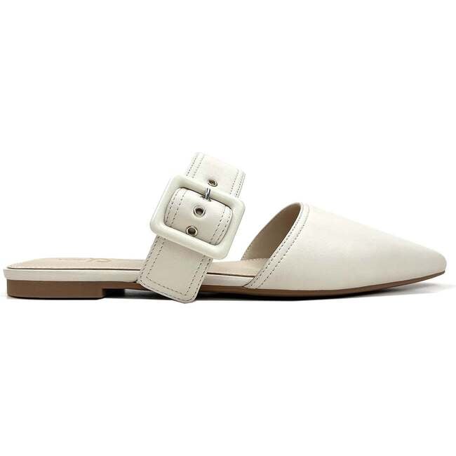 Women's Valerie Buckle Mule, Bone Leather - Sandals - 3