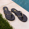 Women's Rivington Stud Flip Flop, Black - Sandals - 4