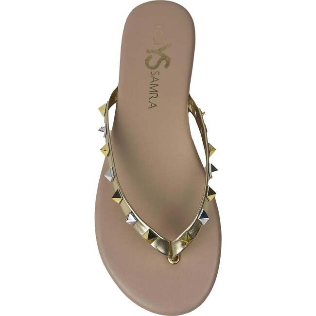 Women's Rivington Stud Flip Flop, Beige Metallic - Sandals - 4