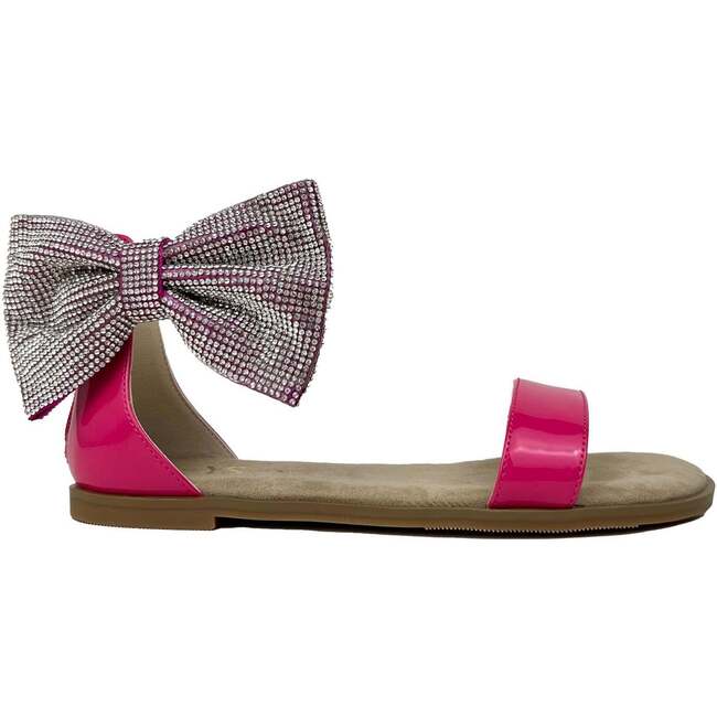Miss Cambelle Crystal Bow Sandal, Hot Pink Patent