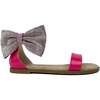 Miss Cambelle Crystal Bow Sandal, Hot Pink Patent - Sandals - 1 - thumbnail