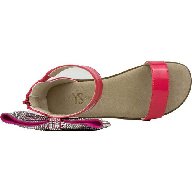 Miss Cambelle Crystal Bow Sandal, Hot Pink Patent - Sandals - 3