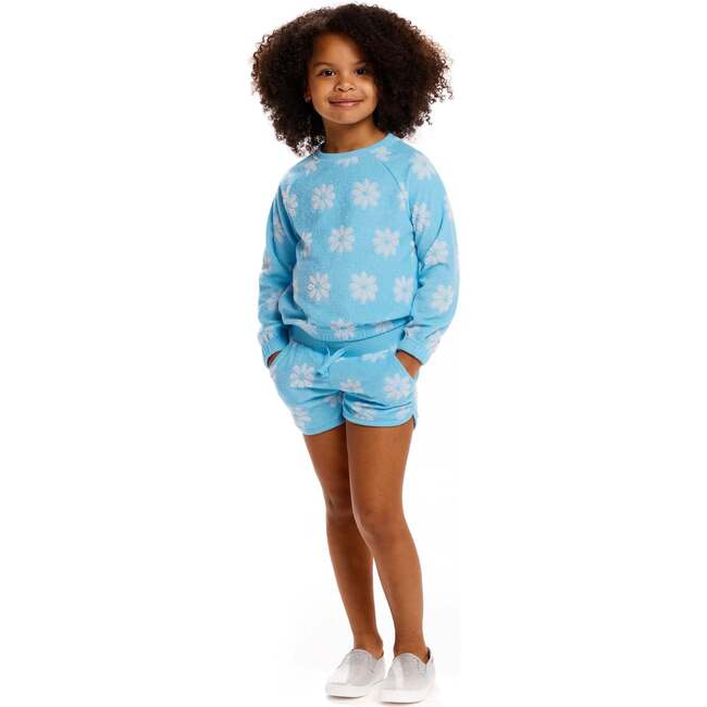 White Daisy Terry Sweatshirt & Shorts Set - Mixed Apparel Set - 2