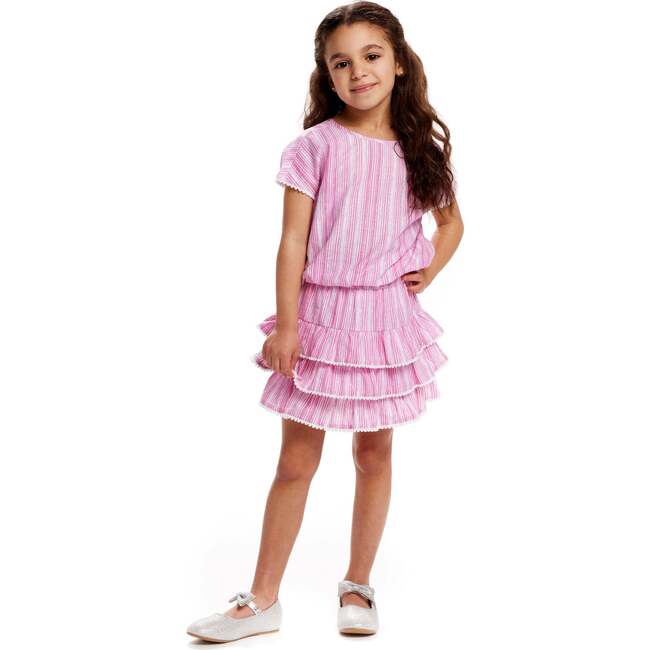 Pink Stripe Top & Tiered Ruffle Skirt Set - Mixed Apparel Set - 2