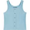 Blue Ribbed Button-Front Tank Top w/Starfish Skort - Mixed Apparel Set - 3