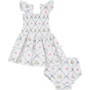 The Baby Ellie Butterfly Trellis Print Nap Dress, White - Dresses - 1 - thumbnail
