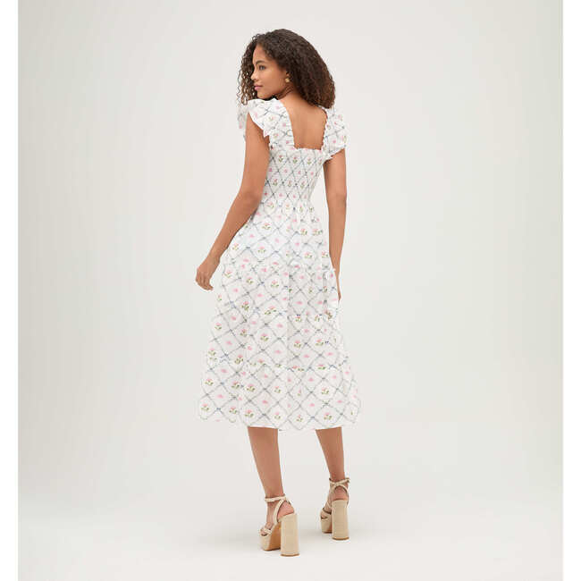 Women's Ellie Butterfly Trellis Print Nap Dress, White - Dresses - 3