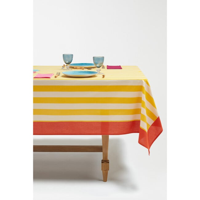 La Veste X Lisa Corti Nizam Stripes Tablecloth, Sun Yellow Natural - Tableware - 4