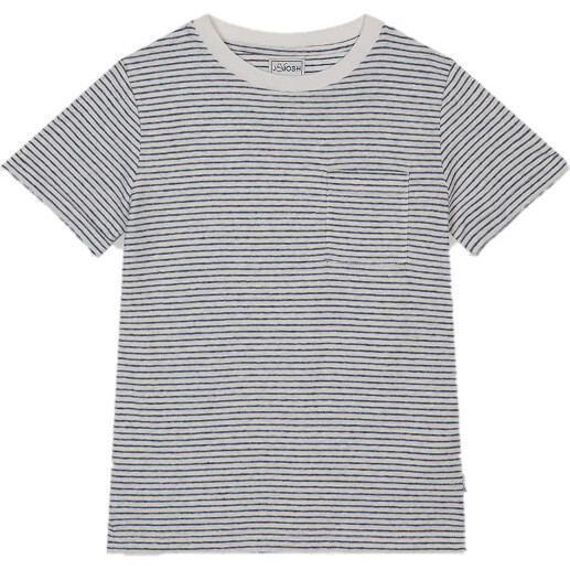 Linen Cotton T-Shirt, Navy Stripes