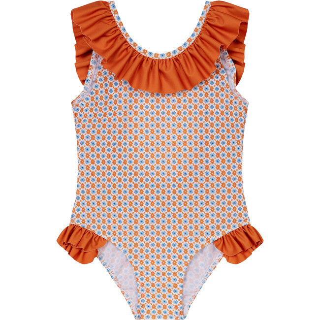 Girl Swimsuit, Orange Floral