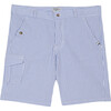 Cargo Seersucker Shorts, Blue - Shorts - 1 - thumbnail