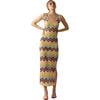 Women's Zigzag Crochet Tank Dress, Yellow & Multicolors - Dresses - 1 - thumbnail