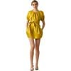 Women's Tulip Satin Mini Dress, Golden Yellow - Dresses - 1 - thumbnail