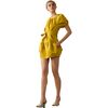 Women's Tulip Satin Mini Dress, Golden Yellow - Dresses - 5