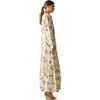 Women's Silk Linen Floral Shirt Dress, White - Dresses - 3