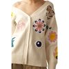 Women's Fun Patches Cardigan, White & Multicolors - Sweaters - 3