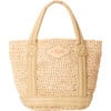 Women's Mini Raffia Tote, Camel - Bags - 1 - thumbnail