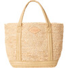 Women's Small Raffia Tote, Camel - Bags - 1 - thumbnail