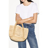 Women's Small Raffia Tote, Camel - Bags - 2