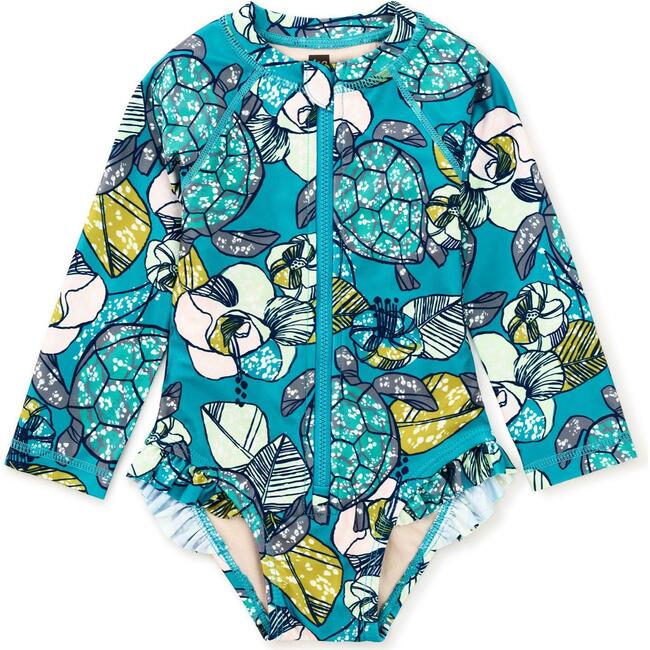 Rash Guard Baby Swimsuit,Turtle Floral Wax Print - One Pieces - 2