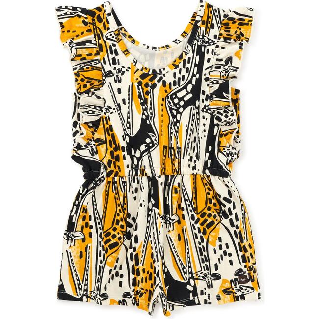 Flutter Sleeve Romper,Maasai Mara Giraffe - Dresses - 2