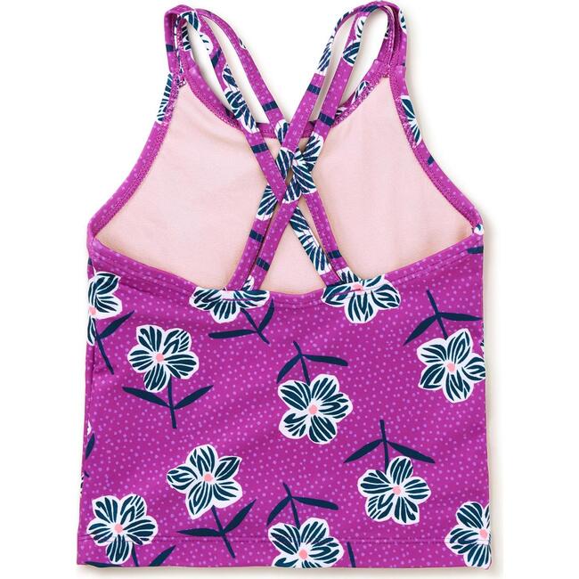 Cross Back Tankini Top,Zebra Tissue Floral - Tank Tops - 2