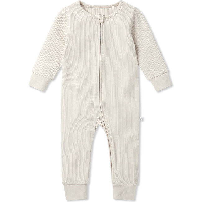Waffle Clever Zip Romper, White