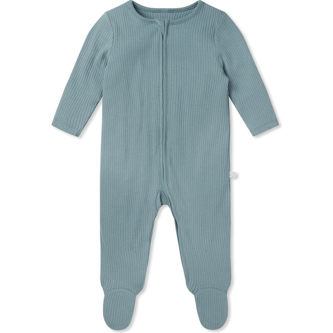 Ribbed Clever Zip Romper, Sky