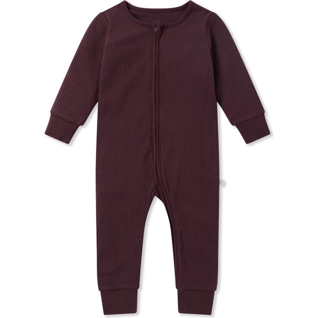 Ribbed Clever Zip Romper, Berry