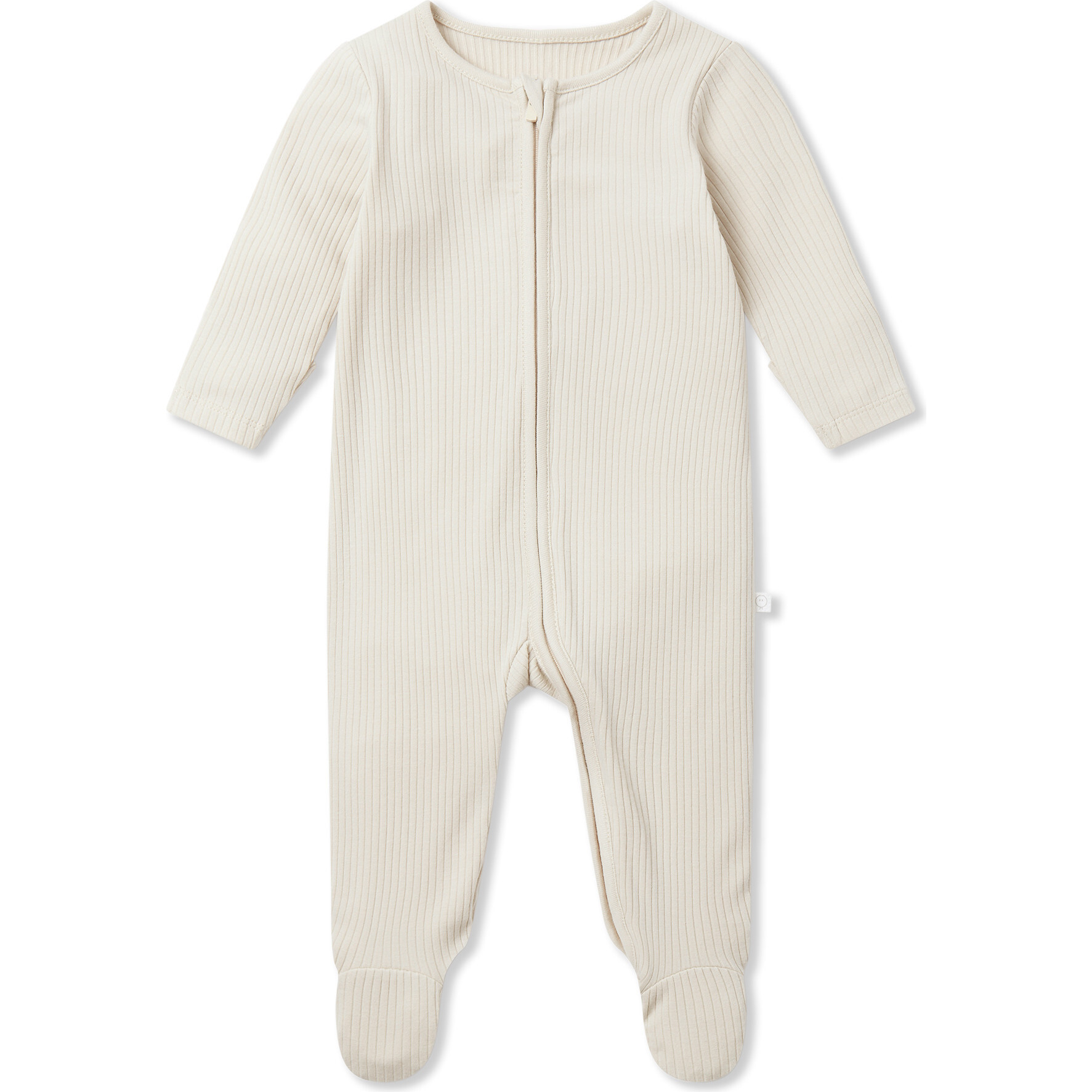 Ribbed Clever Zip Footie, White - Footie Pajamas - 1