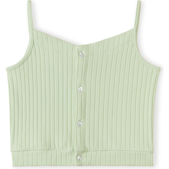 Cropped Ribbed Button Tank , Metro Mint