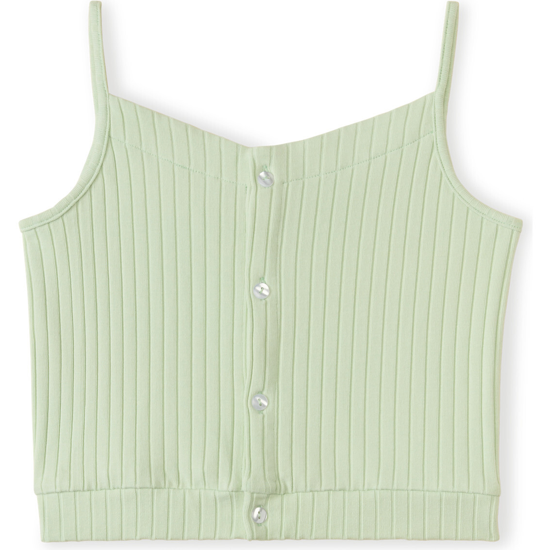 Cropped Ribbed Button Tank , Metro Mint - Tank Tops - 1