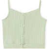 Cropped Ribbed Button Tank , Metro Mint - Tank Tops - 1 - thumbnail
