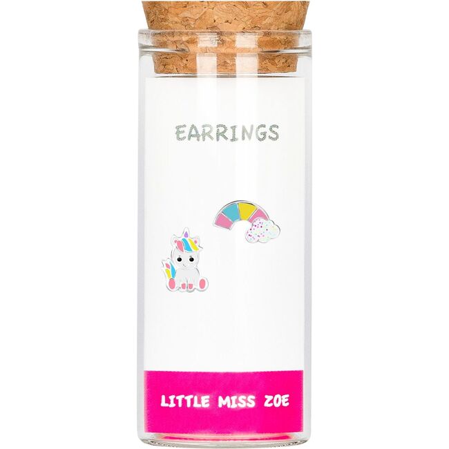 Stud Earrings In A Bottle, Unicorn & Rainbow