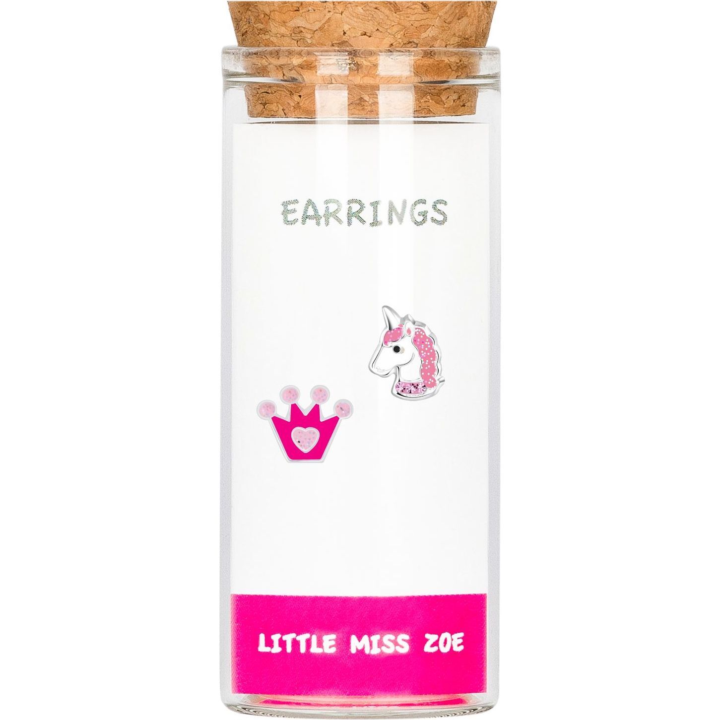 Stud Earrings In A Bottle, Crown & Unicorn - Earrings - 1