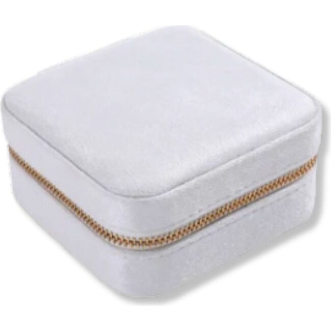 Square Velvet Jewelry Case, White