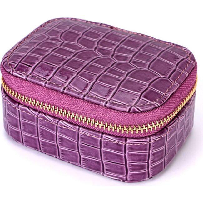Mini Faux Snake Leather Jewelry Case, Purple