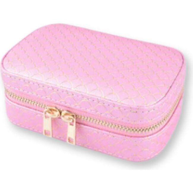 Mermaid Scale Faux Leather Jewelry Case, Pink
