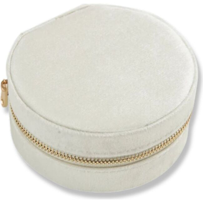 Circle Velvet Jewelry Case, White