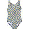 Wavy Checks Swimsuit, Banana - One Pieces - 1 - thumbnail