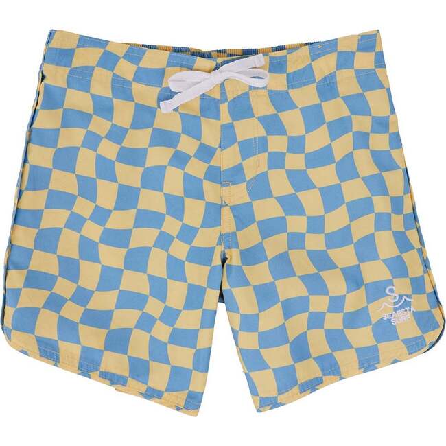 Wavy Checks Boardshorts, Banana