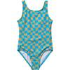 Wavy Checks Swimsuit, Avocado - One Pieces - 1 - thumbnail