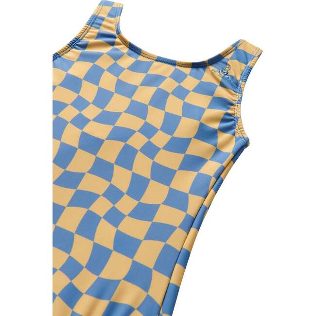 Wavy Checks Swimsuit, Banana - One Pieces - 3